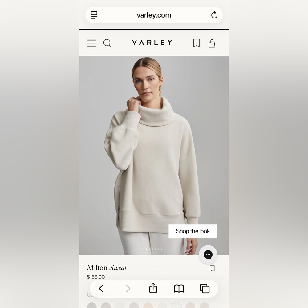 Varley Cream Cowl Neck Sweatshirt